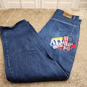 Platinum FUBU Muhammad Ali Limited Edition Baggy Jeans Blue Denim Mens 38x32
